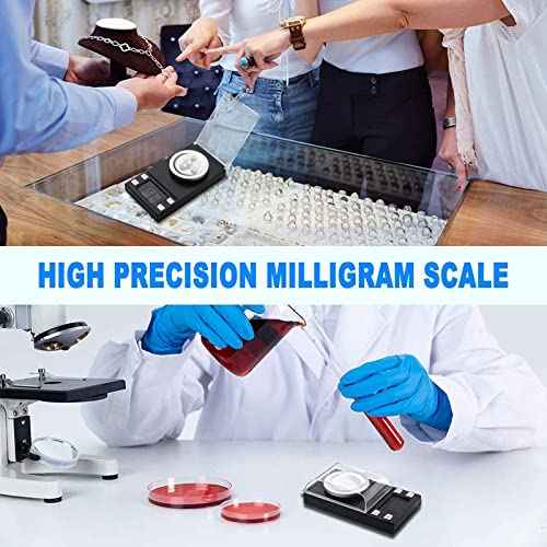 Milligram Scale 50g/0.001g,Precision Mini Carat Gram Scale for Powder Medicine,Jewelry,Gem,Reloading,Lab,Pocket Scale with Cal Weight,Professional Mg Scale with Tare,LCD Display,Powder Scoop