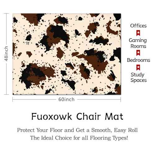 Office Chair Mat for Hardwood & Tile Floor 48"x60",Cow Print Computer Chair Mat for Rolling Chairs Carpet,Southwest Western Faux Cowhide Under Desk Non Slip Gaming Rug Rubber Backing Protector Mat