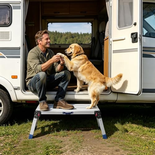 Tamiaia Aluminium Work Platform 660 Lbs – 4-Height Portable Scaffold with One-Touch Folding