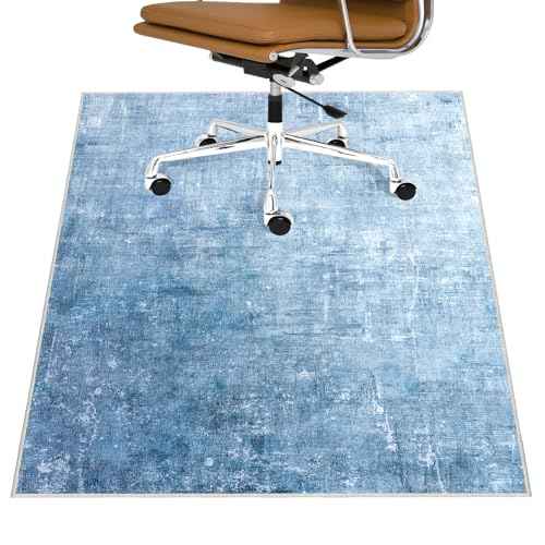 Office Chair Mat, 48¡±X60¡± Non-Slip Backing Desk Chair Mat for Hardwood Floor,Heavy Duty Computer Chair Mat,Low Pile & Smooth Gliding Floor Mat for Office Chair, Easy to Clean Office Rug(Blue-White)