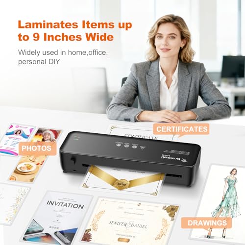 Bonsaii 9-Inch Black Laminator Kit with Cutter, Rounder & 40 Pouches