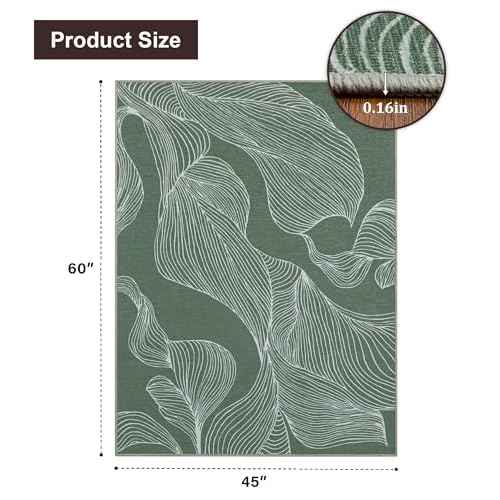 chakme Office Chair Mat for Hardwood Floor, 60"x45" Easy Glide Computer Desk Mat Protector for Rolling Chair Under Desk Rug Nonslip Backing, Machine Wash, (Leaf)