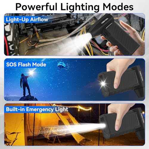 Compressed Air Duster-135000RPM, Mini Air Blower with Brushless Motor 3-Gear Adjustable, Air Duster Rechargeable for Keyboard, Computer, Car, House and Outdoor