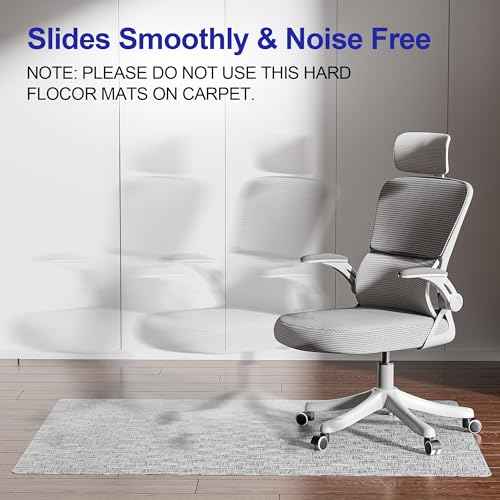 Delamu Office Chair Mat for Hardwood Floor, Non-Slip PVC Woven Computer Desk Chair Mat, 35"¡¿47" Heavy Duty Hard Floor Protector for Rolling Chairs, Light Gray, Not for Carpet