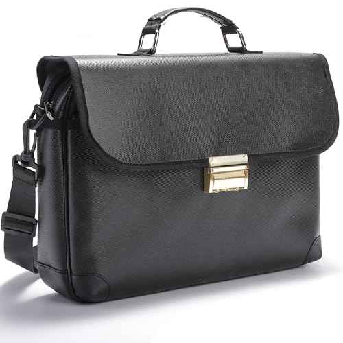 Vailoin Fully Fireproof Messenger Bag for Men, Metal Lock Laptop Briefcase with Adjustable Shoulder Strap, Water Resistant Satchel Shoulder Bag Crossbody for Office Business Travel College, Black