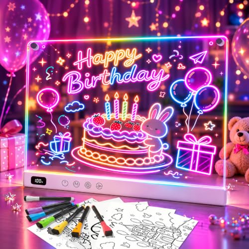 Signsxcel 17'' Rechargeable LED Drawing Board - White, Kids Art Gift