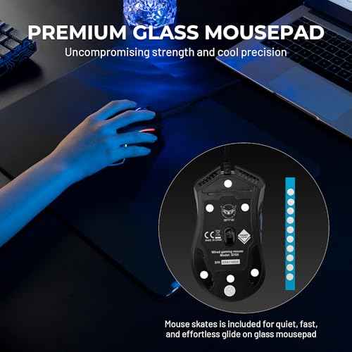 XVX Black Glass Mousepad 4.0, Hard Mouse Pad for Gaming, Ultra-Smooth Micro-Etched Surface Mouse Mat with Non-Slip Rubber Base(410mm*310mm)