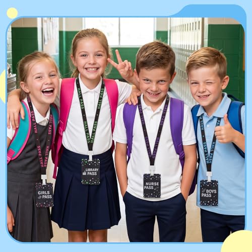 Classroom Hall Pass Set - 6 Colorful PVC Student Passes for Teachers & Staff
