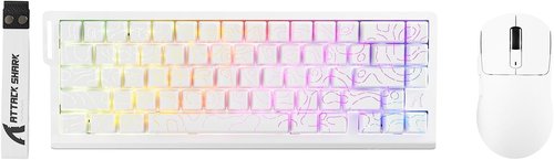 ATTACK SHARK X68 HE Wired Magnetic Keyboard with X3 Wireless Gaming Mouse Combos, 8KHz Rapid Trigger Keyboard, 0.01mm RT Accuracy, 49g Superlight Mouse, PAW3395, 26000 DPI - White Contours