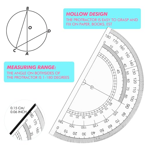 24 Sets Math Geometry Kit with Compass Rulers Protractor School Supplies - Zonon 24