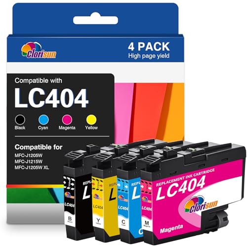 Clorisun LC404 Ink Cartridges Compatible for Brother MFC-J1205W Ink Cartridges Compatible for Brother MFC-J1205W MFC-J1215W MFC-J1205W XL Printer (Black Cyan Magenta Yellow, 4-Pack)