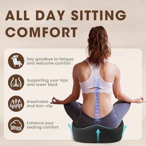 Windsleeping Comfort Latex Seat Cushion for Office Chairs Eligible Tailbone Pain Relief Cushion, Sciatica & Back Support, Office Chair Cushion & Car Seat Cushion