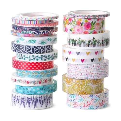 Mr. Pen- Washi Tape Set, 21 Rolls, Assorted Sizes, Floral Washi Tape for Journaling, Halloween Supplies