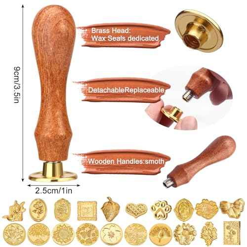 Wax Seal Stamp Kit, 21Pcs Draupnir Wax Stamp Seal,Vintage Classic Sealing Wax Stamp Head with Wooden Handle for Party Wedding Invitation Cards Envelopes Gift Wrapping Letter (20 Patterns)