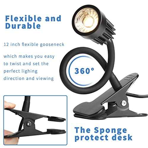 EAGLOD LED Clamp Clip on Light Desk Lamp, 3w Clip Bedside Lamp Clamp,360¡ÆFlexible Gooseneck Night Lights, Reading Lighting,Table Lamp for College Dorm,Home,Nail Art,Tattoo Lamp 2Pack