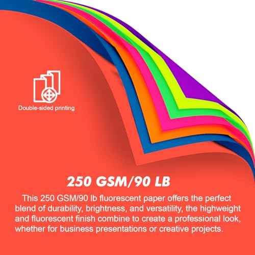 Poster Board 11 x 14 Inches,56 Sheets Neon Paper 7 Color Fluorescent Paper Bright Cardstock 250 GSM/90 lb Heavyweight Projects School Science Fair Event Displays and Business Presentations