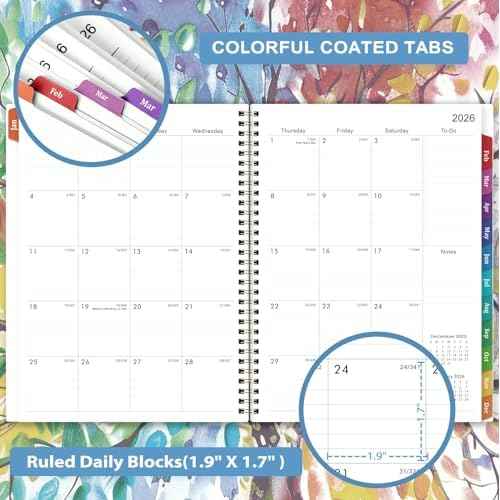 2026 Planner - Planner 2026 Weekly and Monthly, January 2026 - December 2026, 9" x 11", with Colorful Coated Tabs, Reference Calendar