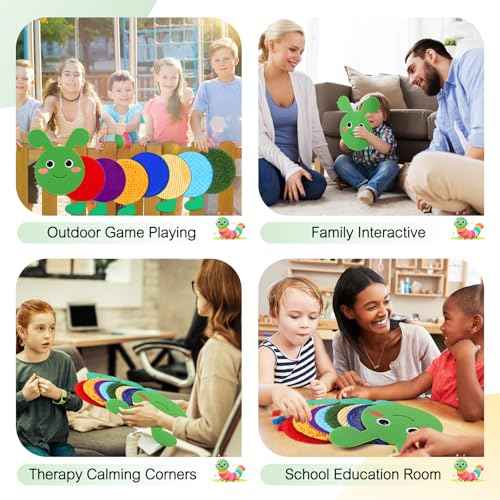 Caterpillar Sensory Wall Panel for Kids Sequin Busy Board Play Room Daycare Toys Sensory Tiles for Wall and Floor Textured Mats and Squares for Autism Children Toddlers Classroom Activity