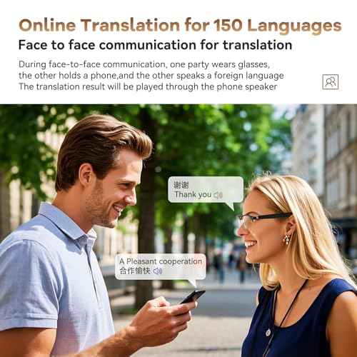 AI Translation Glasses, Wireless Bluetooth Real-Time Translation Glasses, Smart Simultaneous Interpretation Glasses, 150 Languages & Accents & 8 Offline Translation Packs