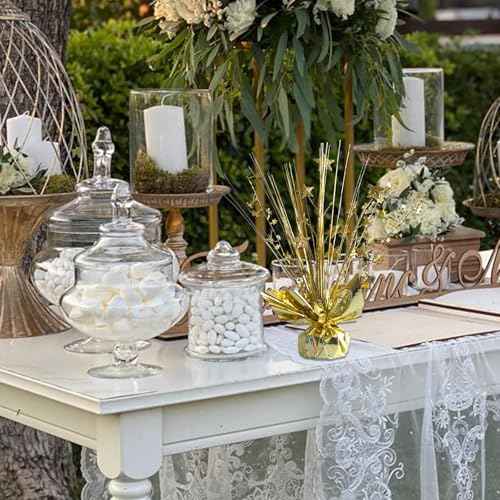 12 Pack Metallic Gold Foil Spray Centerpieces Stars Brust Table Centerpieces for Wedding Birthday Anniversary Holiday Party Decor, Metallic Star Balloon Wights for Party, Table Decor for Party