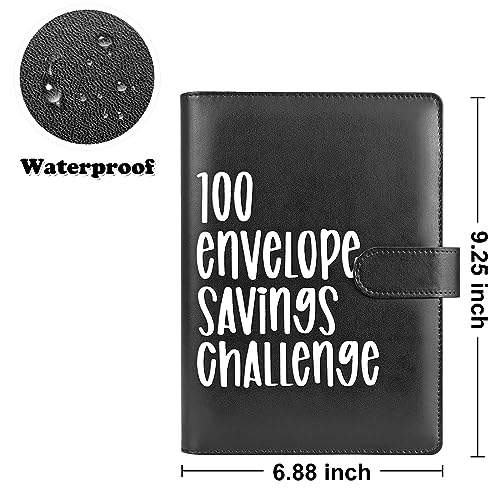 POUYRBA Black 100 Envelope Challenge Binder for 52-Week Saving Plan