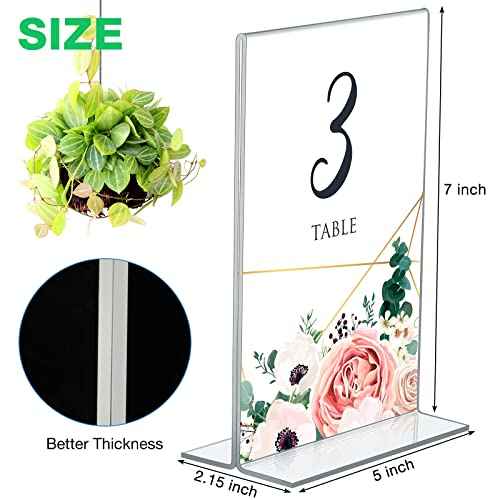 Amyhill 24 Pack Acrylic Sign Holder Plastic Standing Frame Clear Table Menu Double Sided T Shape Poster Acrylic Frame for Wedding Party Office Restaurant Hotel(5 x 7 Inch)