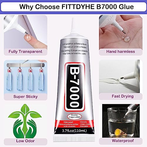 2 Pack B7000 Rhinestone Jewelry Glue Kit with 110ml Adhesive & Tools