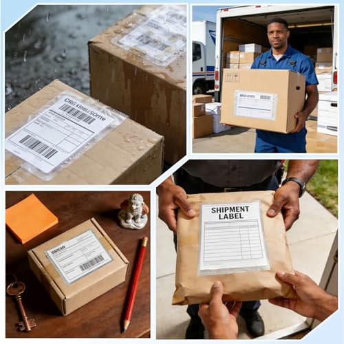 110 Pack Waterproof Shipping Label Sleeves, 7.5x5.5 Inch Packing Slip Envelopes