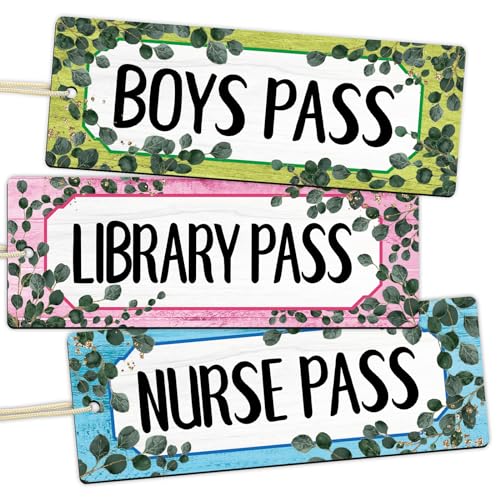 WorldBazaar Eucalyptus Magnetic Classroom Passes - Set of 6, Waterproof & Reusable