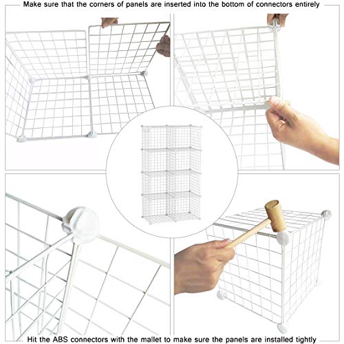 C&AHOME White Wire Cube Storage Organizer - 8-Cube Modular Metal Shelving