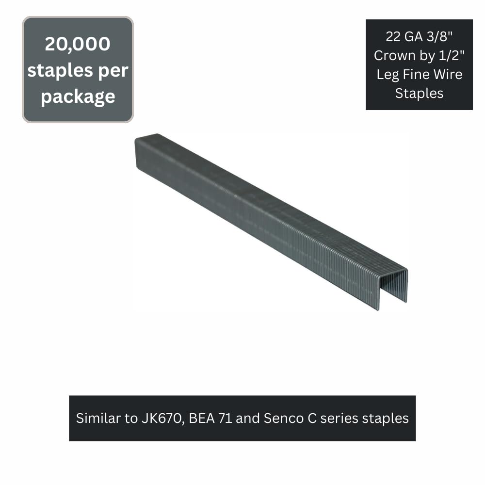Complete C-71/12Crown Fine Wire Staple with 1/2" Leg Length, 20 Gauge/3/8"