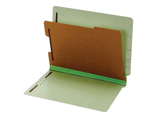 Pendaflex Pressboard End-Tab Classification Folders, Letter Size, 1 Divider, 1.75" Expansion, Light Green, Straight Cut, 10/BX (23214)