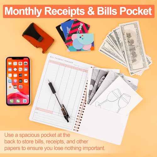 Bill Payment Tracker Notebook with Spiral Binding and Back Pocket ? for Financial Tracking Home Finance & Monthly Bill Payment Organizer (Sunset Leaves)