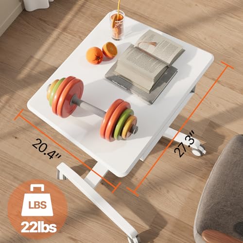 JOY worker 27.5" White Mobile Standing Desk with Drawer – Height adjustable, 360° wheels
