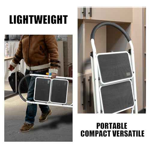 Big Red 2 Step Ladder, 400 lbs Ergonomic Folding Stool with Anti-Slip Pedal, Step Stool with Padded Handle for Kitchen, Household, Offices, ATRJZ9022BR, Torin