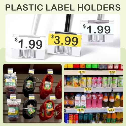 Tatuo 400 Pcs Reusable Plastic Wire Shelf Label Holders, Clear Price Card Sign for Pantry Retail Supermarket Merchandise Shopping Mall Shop Ticket Display Holder Clip on Design, 2.36" L x 1.65" H