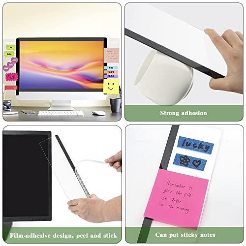 HQIOA Monitor Board 2pcs Transparent Acrylic Sticky Note Holders for Computer Monitor Side Panel - Office Desk Accessories for Home & Work