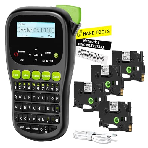 VolenGo Waterproof Label Maker with 4 Laminated Tapes - Black