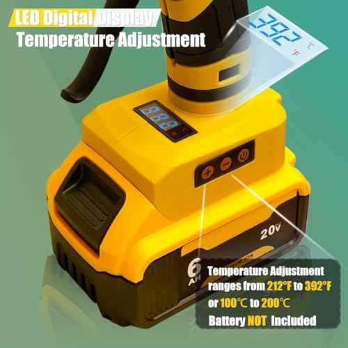 BLEDS 100W Cordless Glue Gun for Dewalt 20V Battery, LED Digital Temperature Adjustable 212-392¡ÆF, High Output Handheld Power Full Size Heavy Duty Hot Glue Gun with 10 Glue Sticks, Tool only