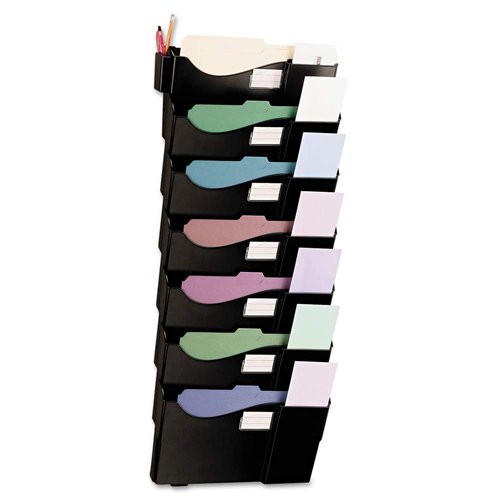 Universal UNV08174 16 in. x 4.75 in. x 38.25 in. Wall Mount Seven-Pocket Grande Central Filing System - Legal/Letter, Black (7/Pack)