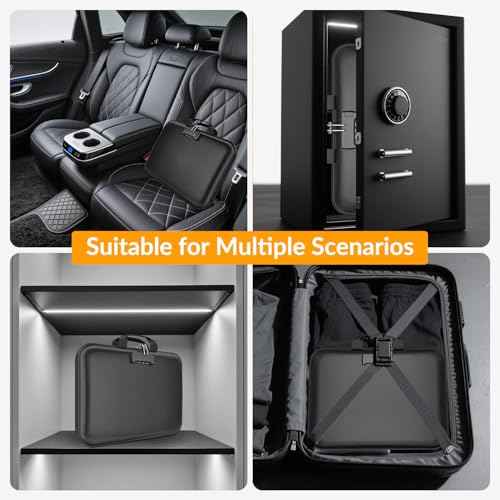 Hard Case Fireproof Document Box, Important File Organizer with Lock Waterproof Zipper, Portable Home Office Travel Storage Accordion Folder for Letter A4 Laptop Files