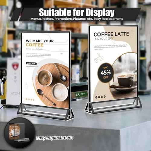 15 Pack Acrylic Sign Holder 5x7, Wedding Black Frame Table Number Holders Vertical, Clear Picture Frames Flyer Stands Tables Menu Holder, Double Photo Paper Display Holder for Party, Home, Office