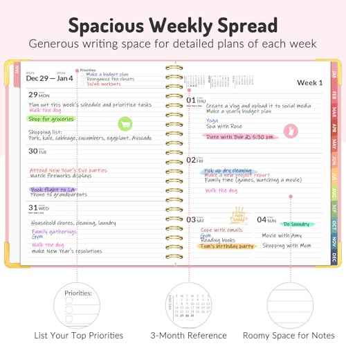 Forvencer Planner 2026-2027, 18 Month Weekly and Monthly Calendar Planner, Jan 2026 -June 2027, 8.5" x 11", Daily Agenda Book with Tabs, College Organizer Notebook, School Supplies for Student Teacher Classroom, A4, Pink