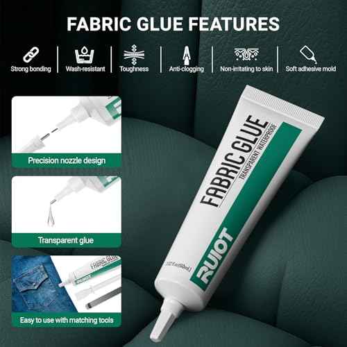 Fabric Glue Permanent, 60 ML Liquid Stitch Washable Fabric Glue for Patches, Rhinestones, Denim, Leather. Clear Adhesive for Clothing.