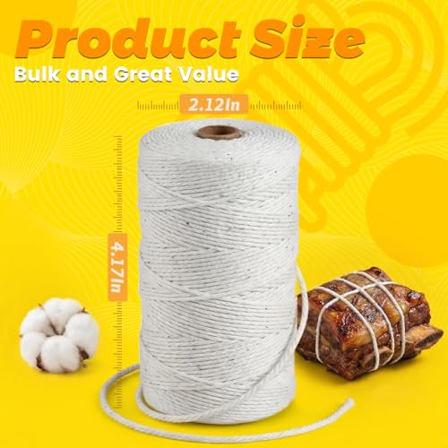 Natural White Cotton Cooking Twine 400 Feet Food Grade Butcher String for Kitchen Baking & Crafts