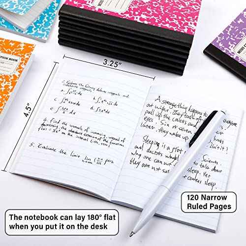 feela 70 Pack Mini Composition Notebook Bulk, Cute Pocket Composition Note Pad, Small Journal Notebooks for Students College School Supplies, 4.5" X 3.25", Narrow Ruled, 5 Pastel Marble Covers