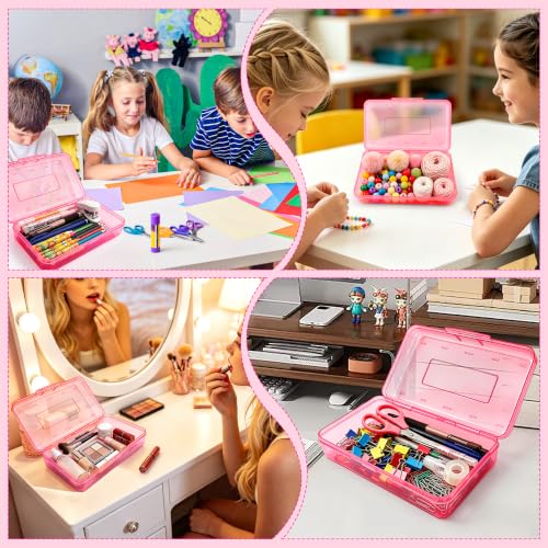Lxzyu Rose Pink Large Capacity Plastic Pencil Box - School & Office Organizer