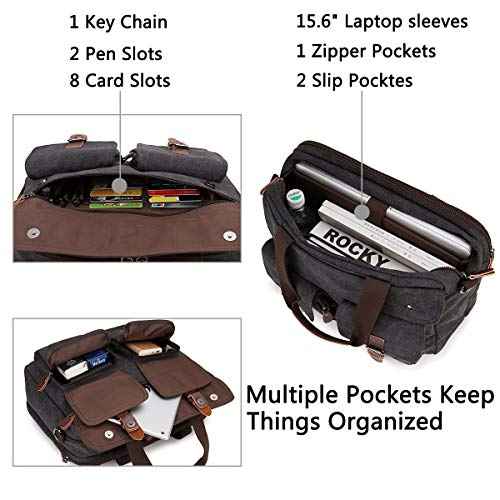 RAVUO Messenger Bag for Men, Water Resistant 15.6 17.3 Inch Laptop Briefcase Bag Casual Mens Satchel for Business