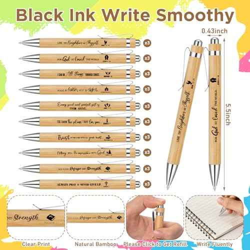 Spakon 60 Pcs/ 30 Set Christmas Christian Gifts Bulk Bible Notebooks with Sticky Notes Ballpoint Pen Prayer Journals for Men Women Church Employee Pastor Appreciation VBS Inspiration Gifts(Kraft)