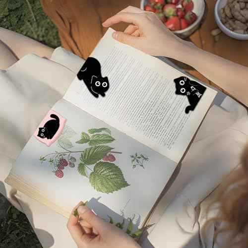 10 Pcs Cat Magnetic Bookmarks Cute Bookmark Black Cats Book Marks Christmas Stocking Stuffers for Reading Women Teens Girls Book Cat Lovers Gifts